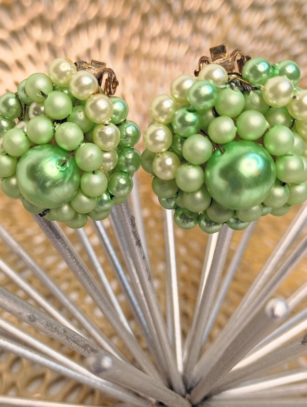 Vintage Mint Green Clip On Earrings